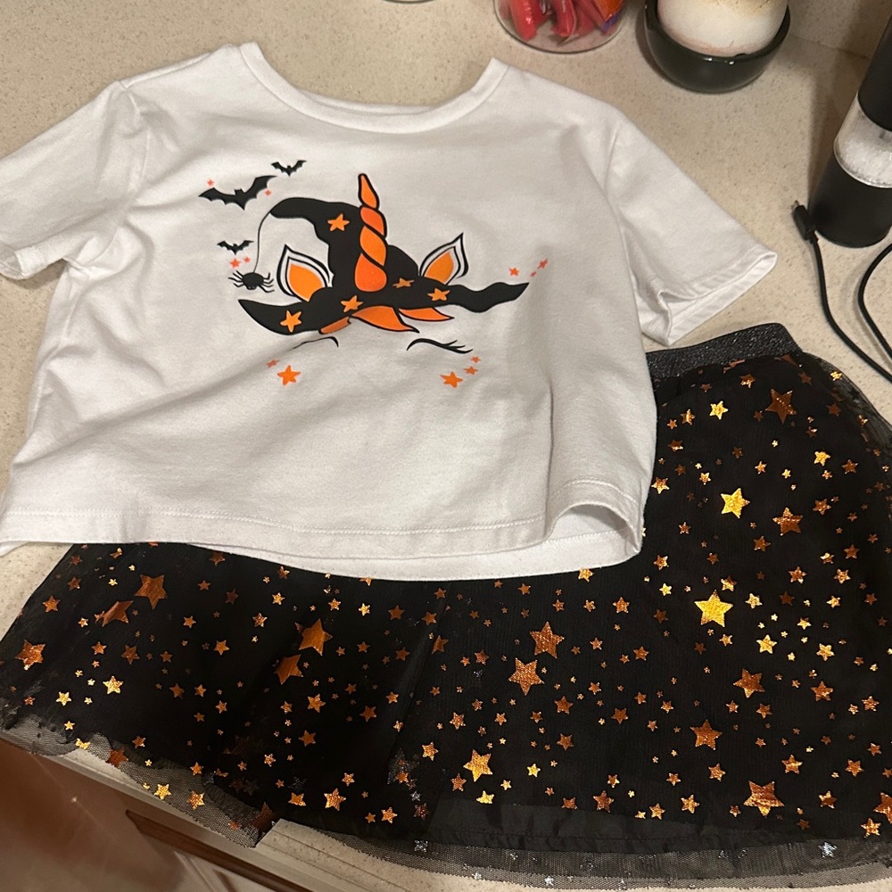 Kids Halloween Unicorn Costume Set - White and Black with Gold Stars
